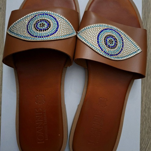 Ioannis sandals used, flat, brown, size 39