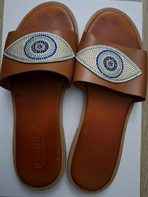 Ioannis sandals used, flat, brown, size 39