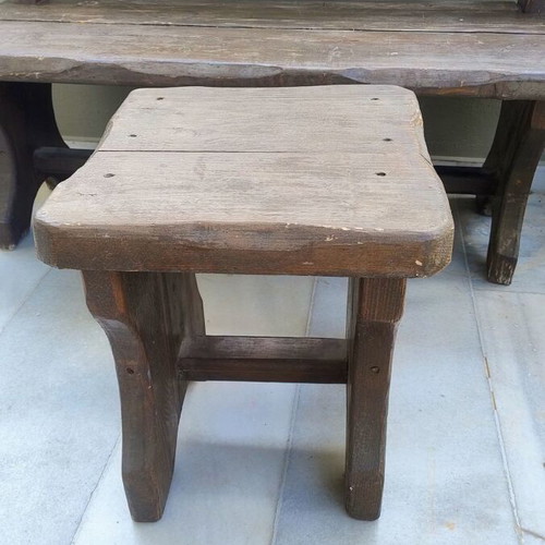 Wooden bench with stool, 120x47 cm, height 89 cm