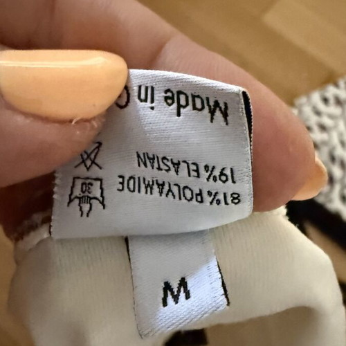 Odysseyten bikini set size M white with black and brown print like new