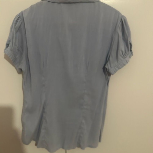 Blue shirt S/M used with soft collar and discolored armpits
