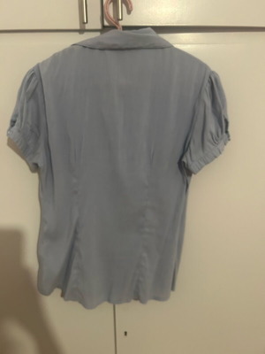 Blue shirt S/M used with soft collar and discolored armpits