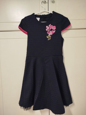 Delfino girls' dress like new, size 14, blue with pink embroidery