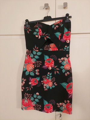 BSB strapless floral dress new, size 40, blue multicolor