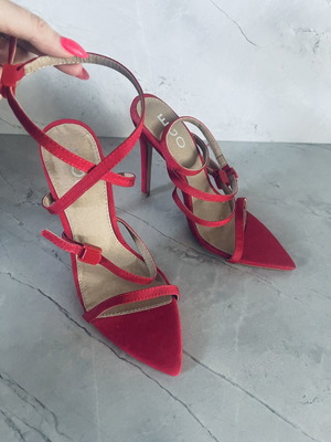 Red Strappy Heeled Sandals Scarlet Edition EU38 new