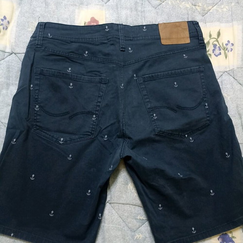 Jack & Jones men's shorts used with anchor patterns navy blue size 30-32