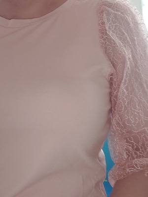 Bsb blouse like new, pink, size M with transparent sleeve