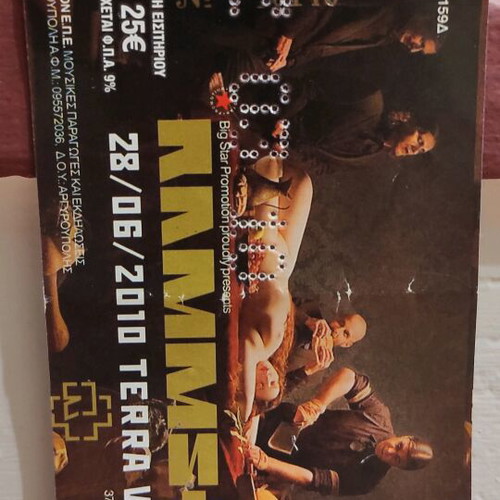 Rammstein Ticket 28/6/2010 like new, Terra Vibe Park