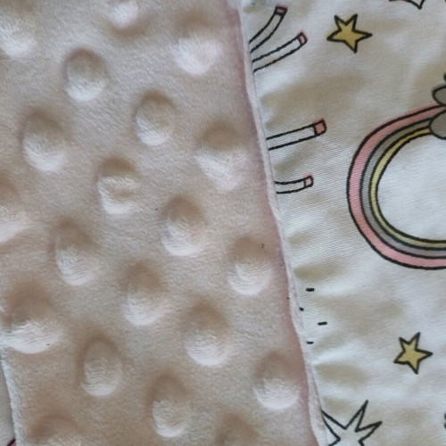 Handmade double-sided baby crib blanket with 100% cotton and mink velvet, new