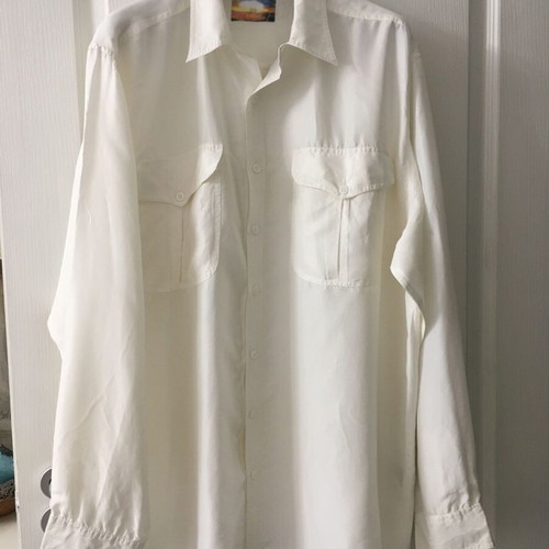 Avanti 100% silk shirt XL, white-ecru