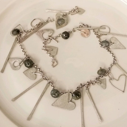 Silver 925 gold-plated necklace with mineral stones like new