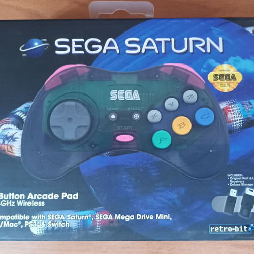 Retro-bit Pro Gamepad wireless for Sega Saturn, Sega Mega Drive Mini and PC new