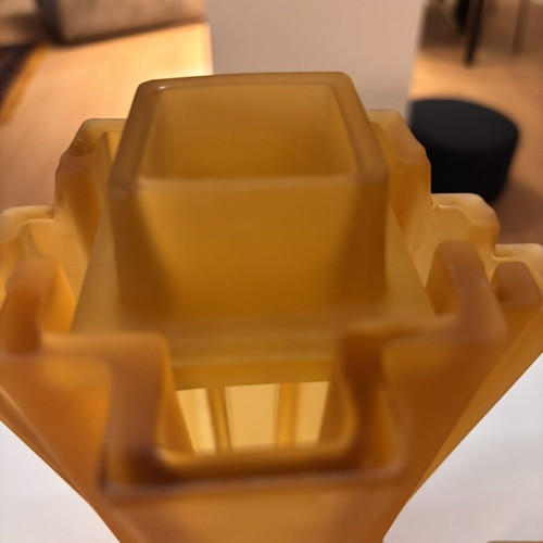Art Deco vases set with frosted amber glass, like new