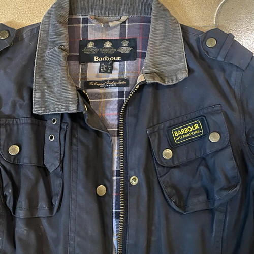 Barbour jacket tartan used, UK size 12, black