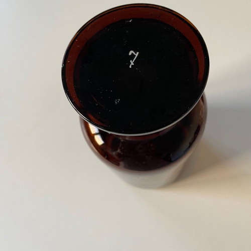 Antique glass pharmacy jar 20 cm used, dark glass vintage