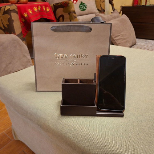 Leather pencil holder and phone stand brown VNC Premium new