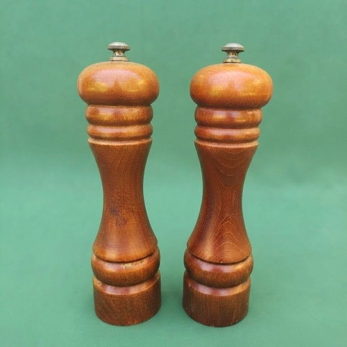 Morel Design pepper and salt mills, solid wood, vintage 1980s-1990s
