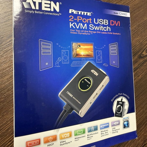Aten CS682 2-Port USB 2.0 DVI KVM Switch new