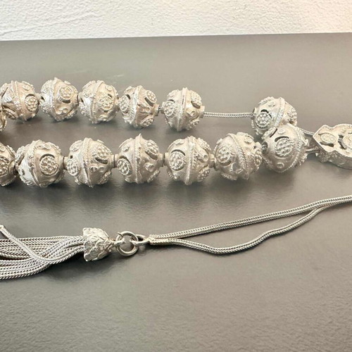 Silver worry beads new with 15 beads, 925 silver, length 27 cm