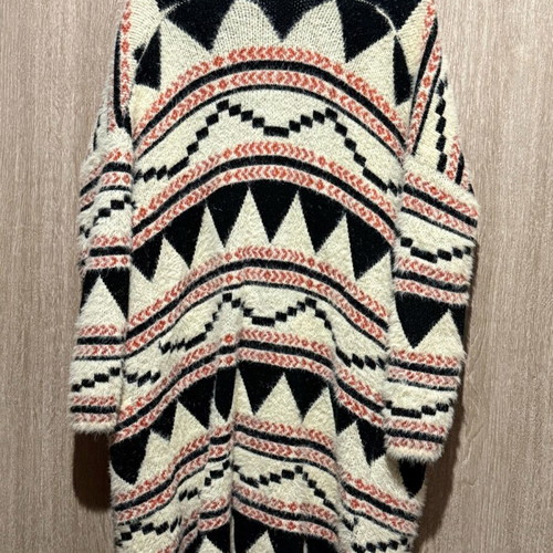 Knitted long cardigan new, beige multicolor, one size