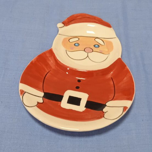 Hand-painted Santa Claus plate for cup and cookies