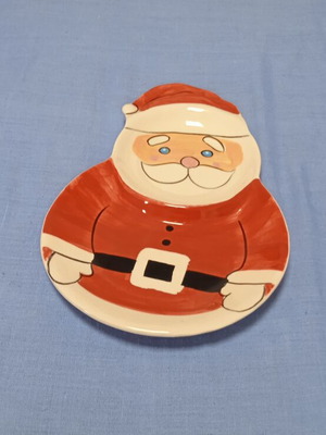 Hand-painted Santa Claus plate for cup and cookies