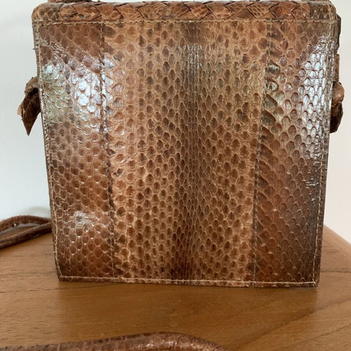 Leather snake skin crossbody bag new, rust color