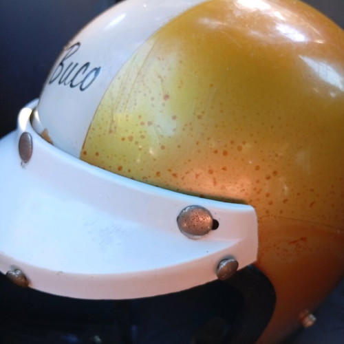 Buco GT Vintage Motorcycle Helmet used, Metal Flake Gold Orange