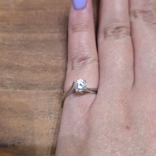 White Gold Solitaire Ring New with Zircon 585 Carat