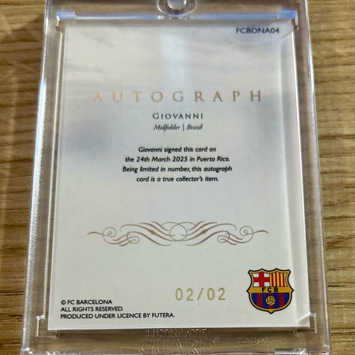 Giovanni Silva de Oliveira Barcelona Futera 2025 signed card numbered 2/2