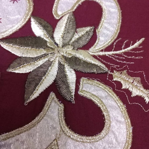 Silk embroidered Christmas table linens set of three like new
