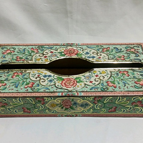 Vintage metal tissue box holder used