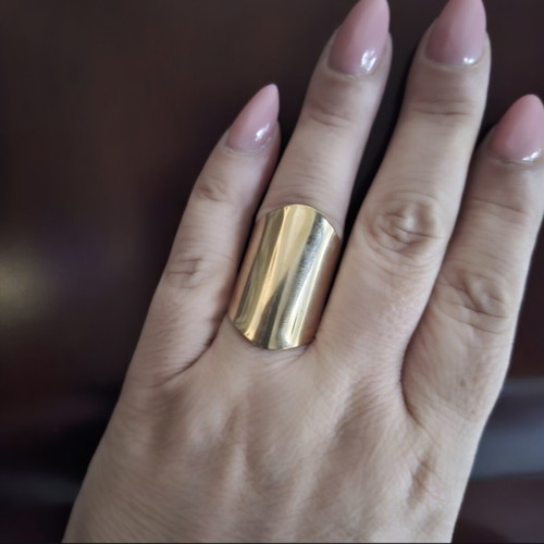 Adjustable steel ring, rose gold tone