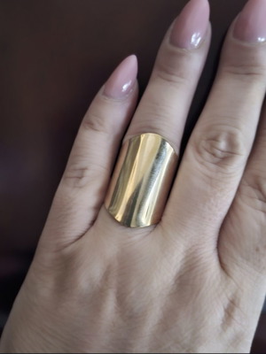 Adjustable steel ring, rose gold tone