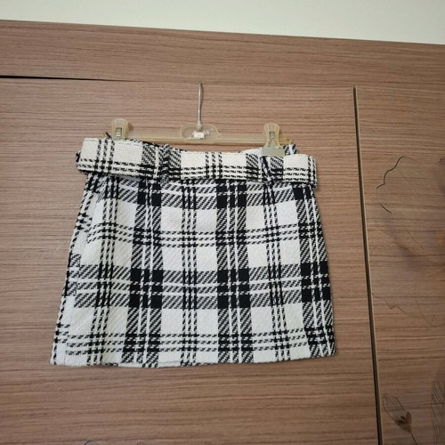Mango short checkered skirt with belt, like new