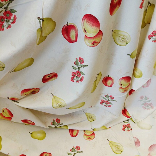 Curtain 6.8m fruit pattern opaque beige, height 3m, new