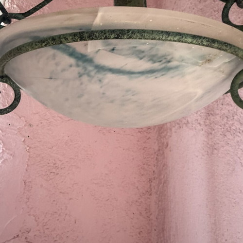 Metal ceiling light with opaline detail