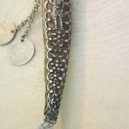 Silver 900 Cretan decorative knife like new with bone handle