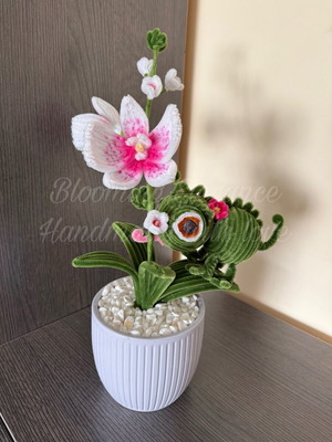 Eternal Orchid Made of Plush Wire with Chameleon Custom Made