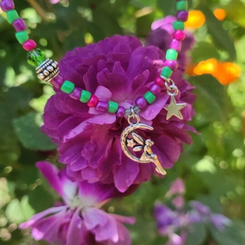 Flower Fairy Handmade Necklace new, multicolor and silver