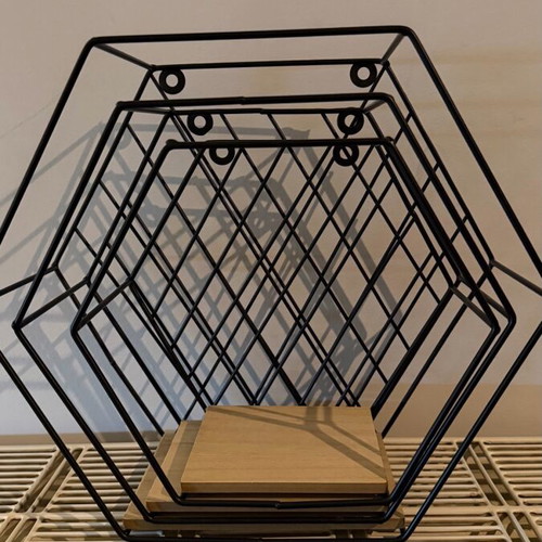 Wall shelves like new, set of 3 with hexagonal design