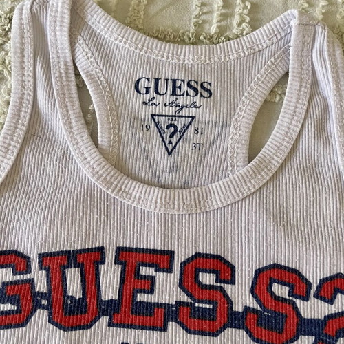 Guess boys' set size 3 years like new, white top and striped shorts