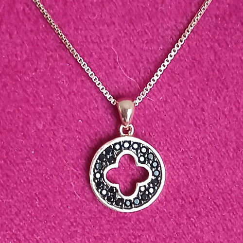 Silver 925 necklace with black zircon stones