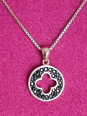 Silver 925 necklace with black zircon stones