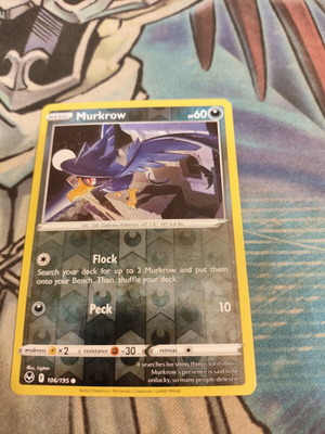 Murkrow Pokemon Card Reverse Holo like new, Silver Tempest