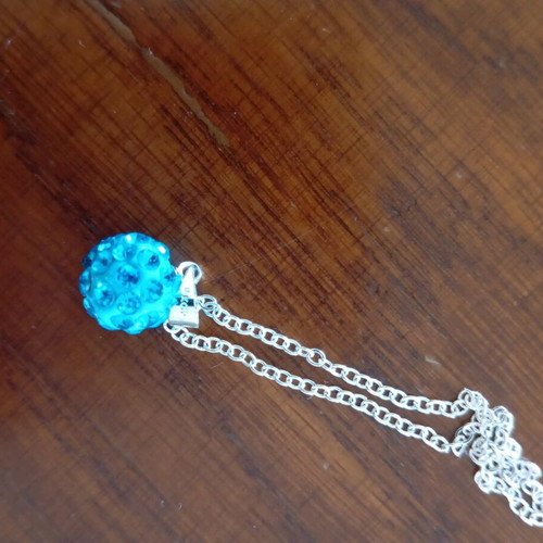 Necklace blue, 18kgp stamp, like new