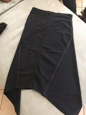 Black Asymmetric Midi Skirt like new with D-rings and studs