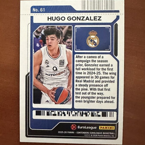 Panini EuroLeague Contenders Hugo Gonzalez /199