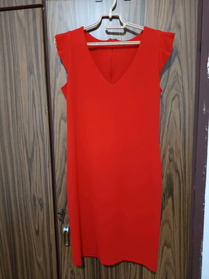 Red Paranoia dress used with pleated sleeves size M