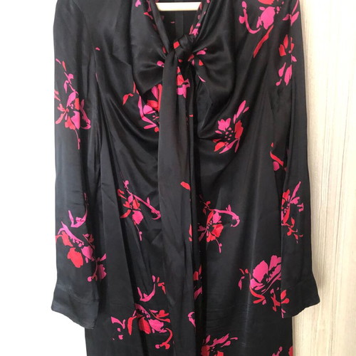 Ganni bow-tie viscose dress size 38 like new, black